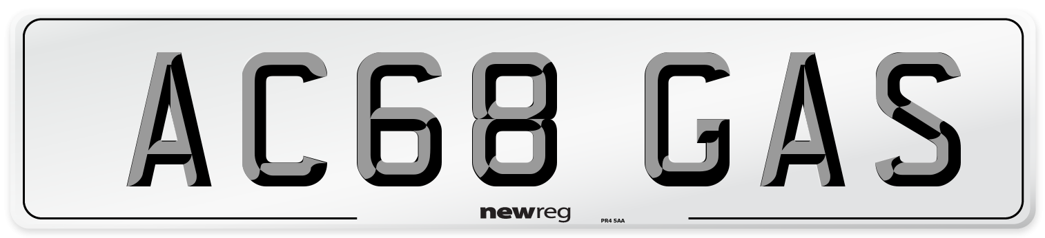 AC68 GAS Number Plate from New Reg